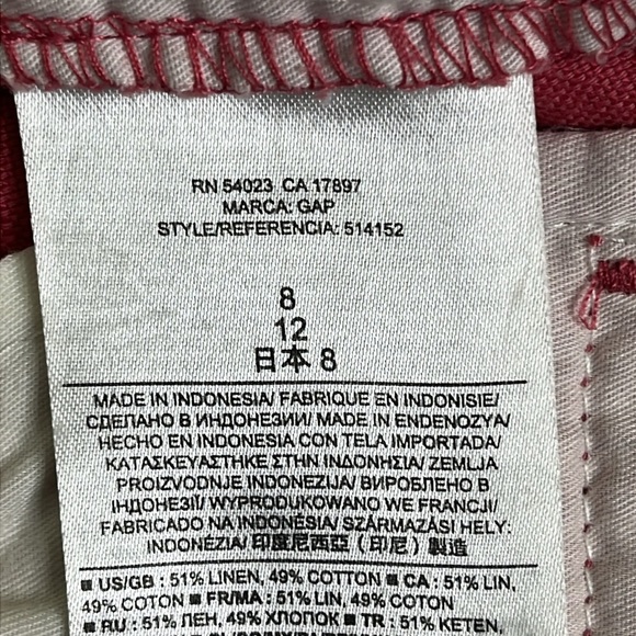 GAP Boyfriend roll up linen cotton autumn rose 9” inseam Bermuda Shorts - Picture 9 of 13